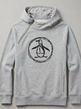 Original Penguin Boys Grey Hoodie with Penguin Emblem - size 10/12